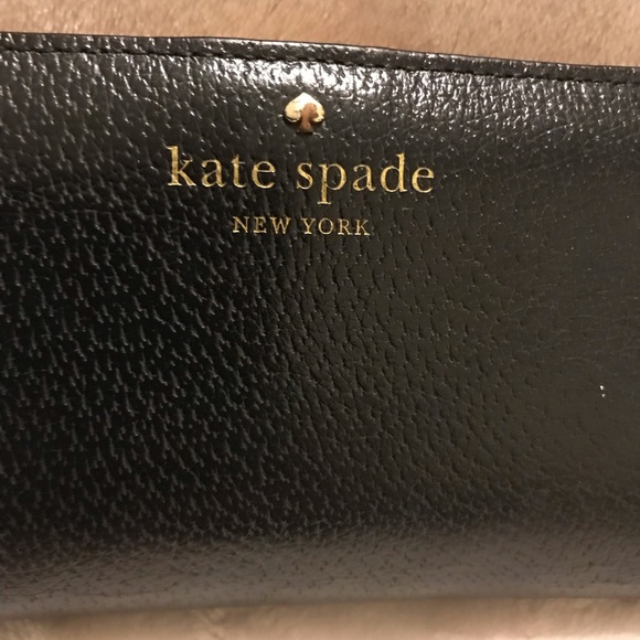 Kate Spade large black slim bifold wallet. NEW $70 *some wear shown in photos* - Picture 2 of 10